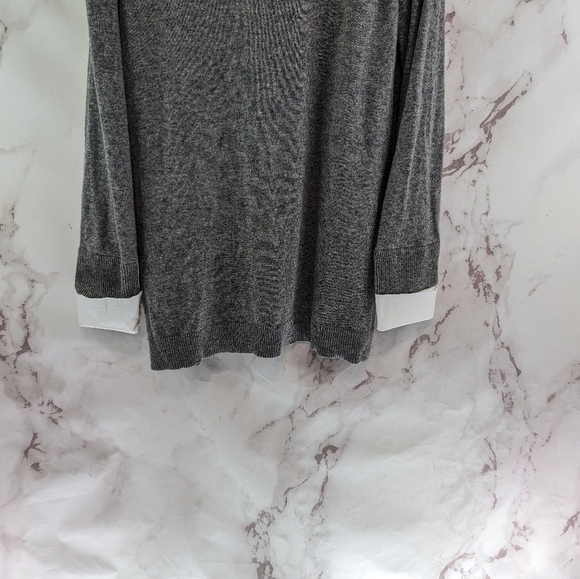 J Crew Sweater Womens Medium Gray Wool V Neck Oversized Slouchy Academia Preppy - Picture 7 of 13